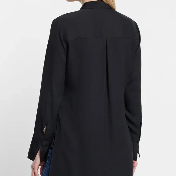 Express Women's Black Sheer Relaxed Tunic Portofino Shirt size Medium - Picture 3 of 5